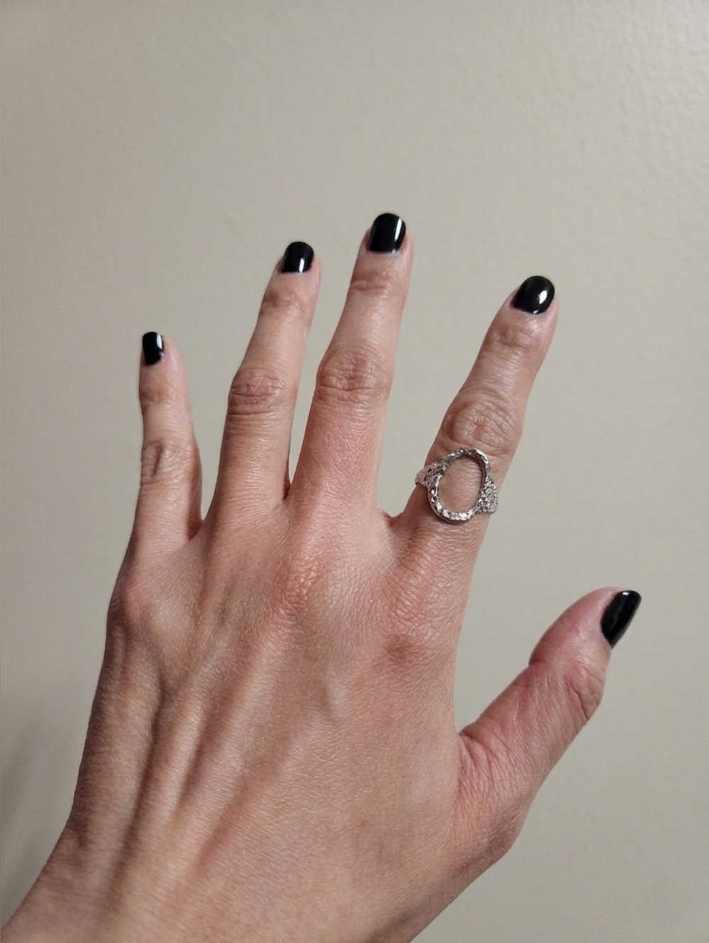 Stainless Steel Silver Open Oval Adjustable Ring